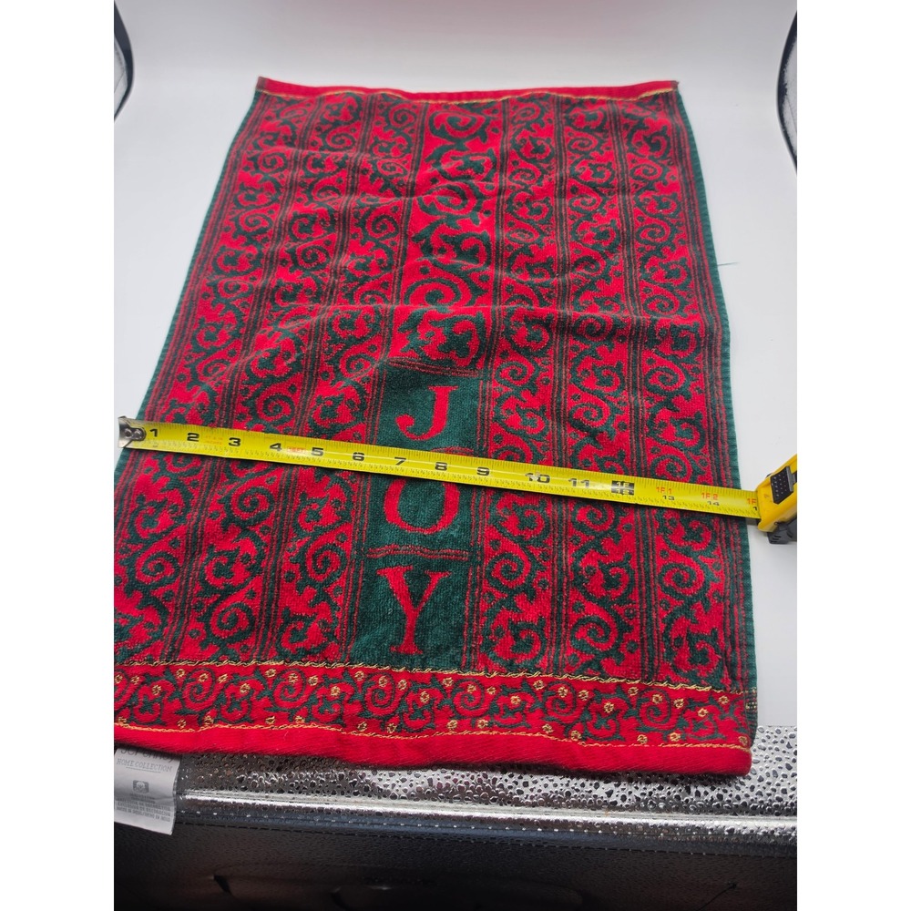 JCPenney Home Collection Christmas Joy Hand Towels Set of 2 Red Green Gold - Picture 5 of 9